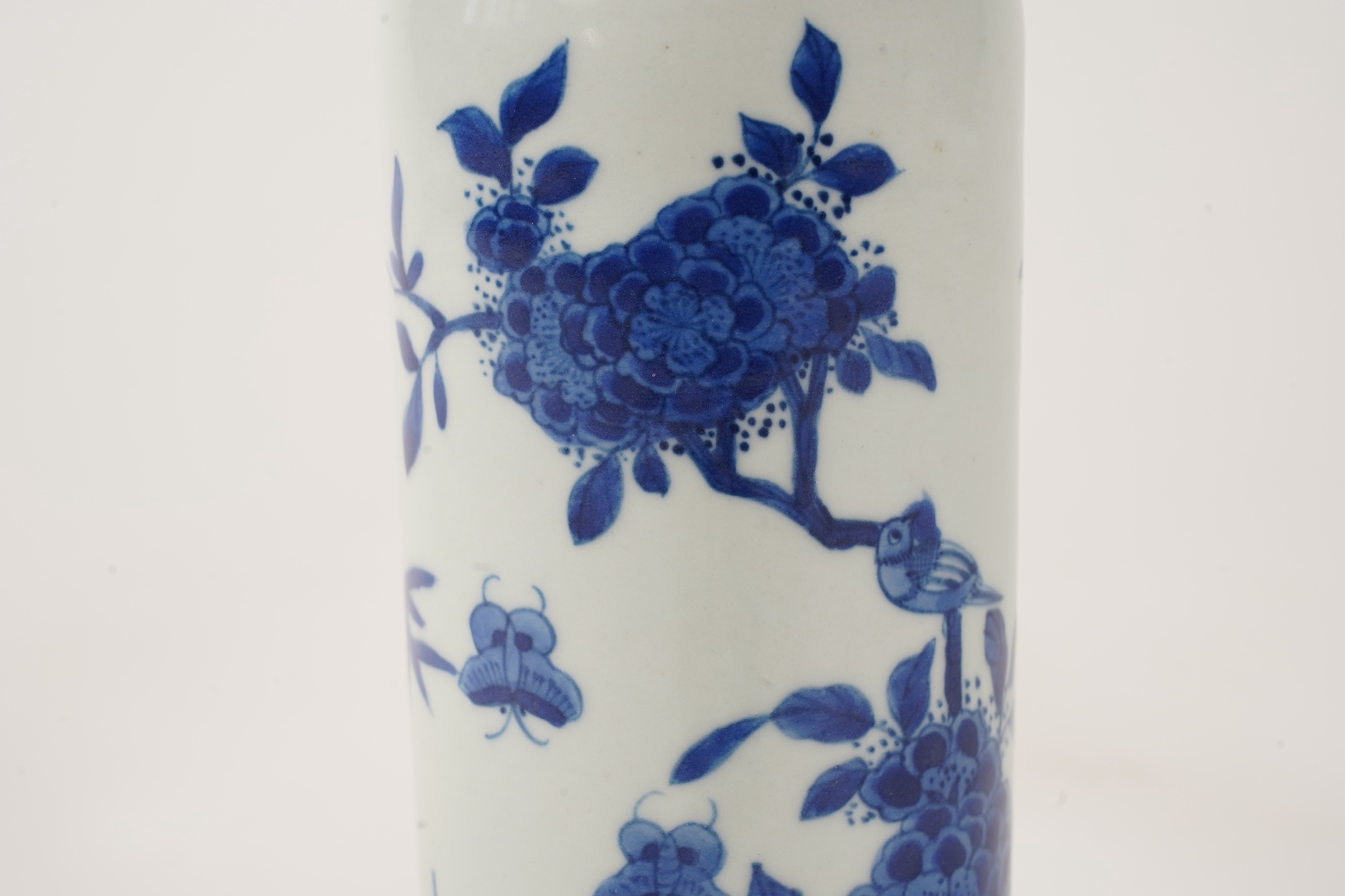 A small Chinese blue and white sleeve vase, Kangxi style
